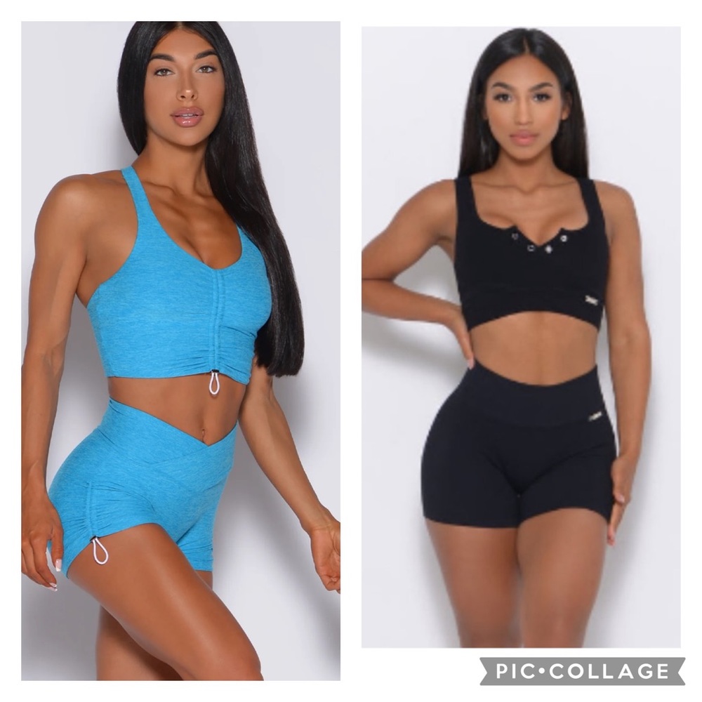ISO Inspired Seamless Shorts Black and Toggle Shorts Icy Blue Medium